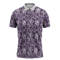 Hibiscus Bloom Island Tribal Waves Zipper Polo Shirt Purple Polynesian Pattern LT01 Purple - Polynesian Pride