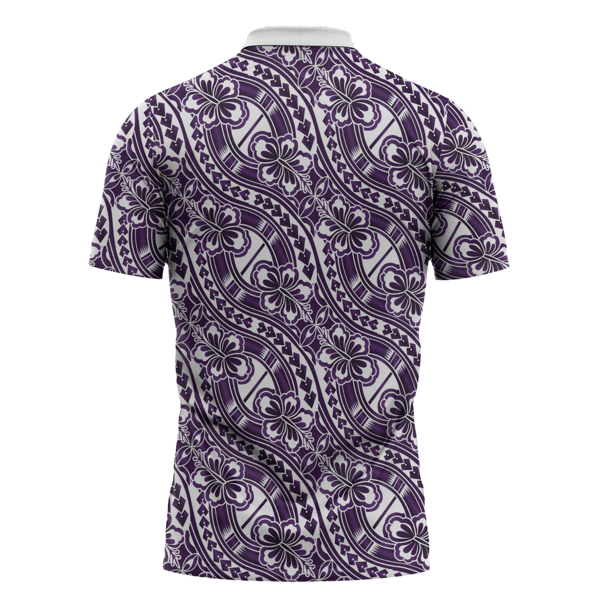 Hibiscus Bloom Island Tribal Waves Zipper Polo Shirt Purple Polynesian Pattern LT01 - Polynesian Pride