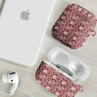 Hibiscus Bloom Island Tribal Waves AirPods Case Red Polynesian Pattern