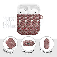 Hibiscus Bloom Island Tribal Waves AirPods Case Red Polynesian Pattern