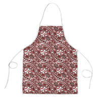 Hibiscus Bloom Island Tribal Waves Apron Red Polynesian Pattern