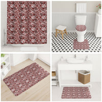 Hibiscus Bloom Island Tribal Waves Bathroom Set Red Polynesian Pattern