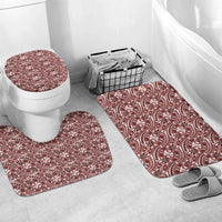 Hibiscus Bloom Island Tribal Waves Bathroom Set Red Polynesian Pattern