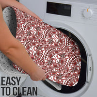 Hibiscus Bloom Island Tribal Waves Bathroom Set Red Polynesian Pattern