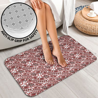 Hibiscus Bloom Island Tribal Waves Bathroom Set Red Polynesian Pattern