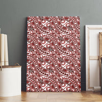 Hibiscus Bloom Island Tribal Waves Canvas Wall Art Red Polynesian Pattern