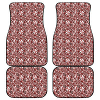 Hibiscus Bloom Island Tribal Waves Car Mats Red Polynesian Pattern