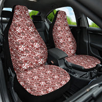 Hibiscus Bloom Island Tribal Waves Car Seat Cover Red Polynesian Pattern