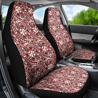 Hibiscus Bloom Island Tribal Waves Car Seat Cover Red Polynesian Pattern