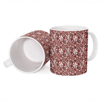 Hibiscus Bloom Island Tribal Waves Ceramic Mug Red Polynesian Pattern
