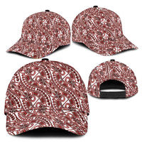 Hibiscus Bloom Island Tribal Waves Classic Cap Red Polynesian Pattern