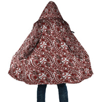 Hibiscus Bloom Island Tribal Waves Cloak Red Polynesian Pattern