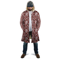 Hibiscus Bloom Island Tribal Waves Cloak Red Polynesian Pattern