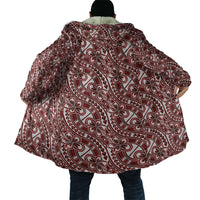 Hibiscus Bloom Island Tribal Waves Cloak Red Polynesian Pattern
