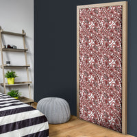 Hibiscus Bloom Island Tribal Waves Door Cover Red Polynesian Pattern