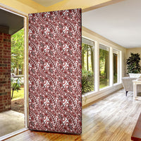 Hibiscus Bloom Island Tribal Waves Door Cover Red Polynesian Pattern
