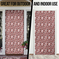Hibiscus Bloom Island Tribal Waves Door Cover Red Polynesian Pattern