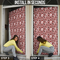 Hibiscus Bloom Island Tribal Waves Door Cover Red Polynesian Pattern