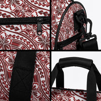 Hibiscus Bloom Island Tribal Waves Duffle Bag Red Polynesian Pattern
