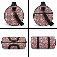 Hibiscus Bloom Island Tribal Waves Duffle Bag Red Polynesian Pattern