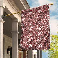 Hibiscus Bloom Island Tribal Waves Garden Flag Red Polynesian Pattern