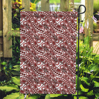 Hibiscus Bloom Island Tribal Waves Garden Flag Red Polynesian Pattern