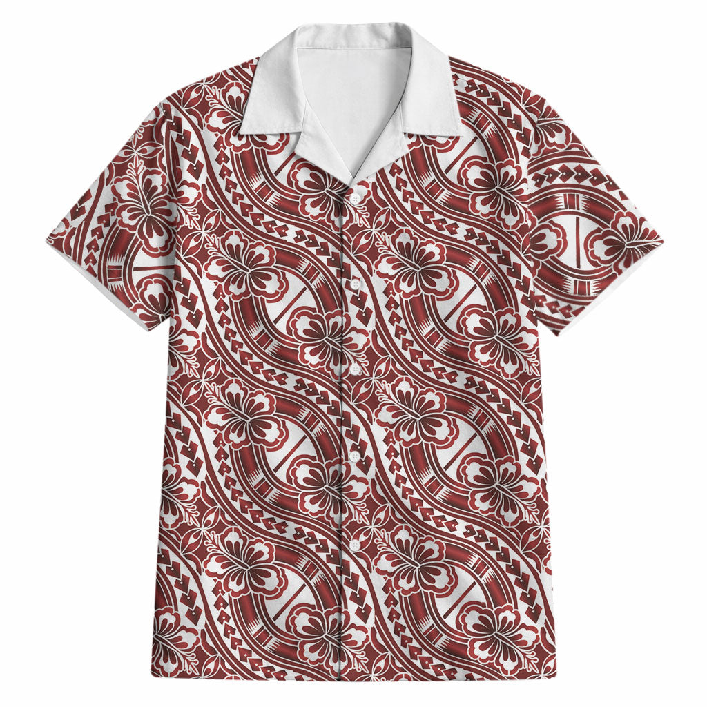 Hibiscus Bloom Island Tribal Waves Hawaiian Shirt Red Polynesian Pattern LT01 Red - Polynesian Pride