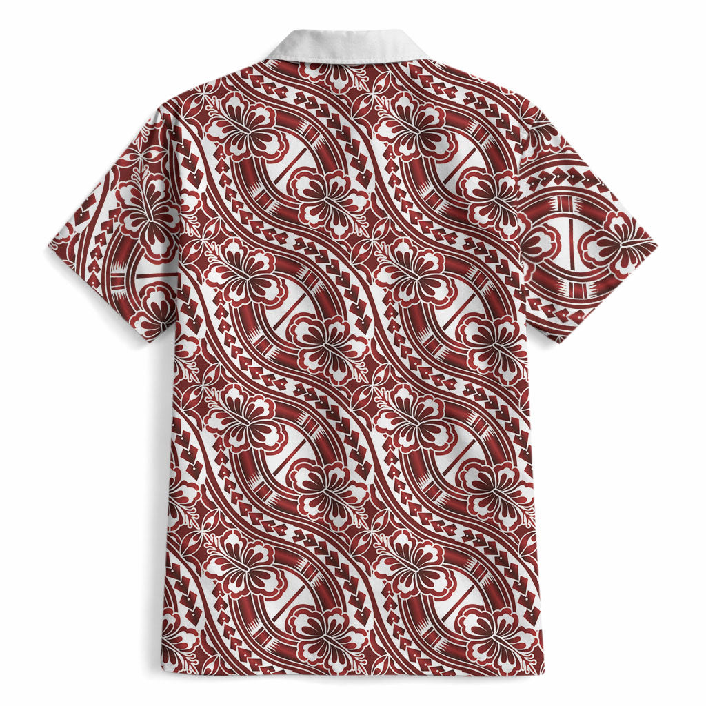 Hibiscus Bloom Island Tribal Waves Hawaiian Shirt Red Polynesian Pattern LT01 - Polynesian Pride