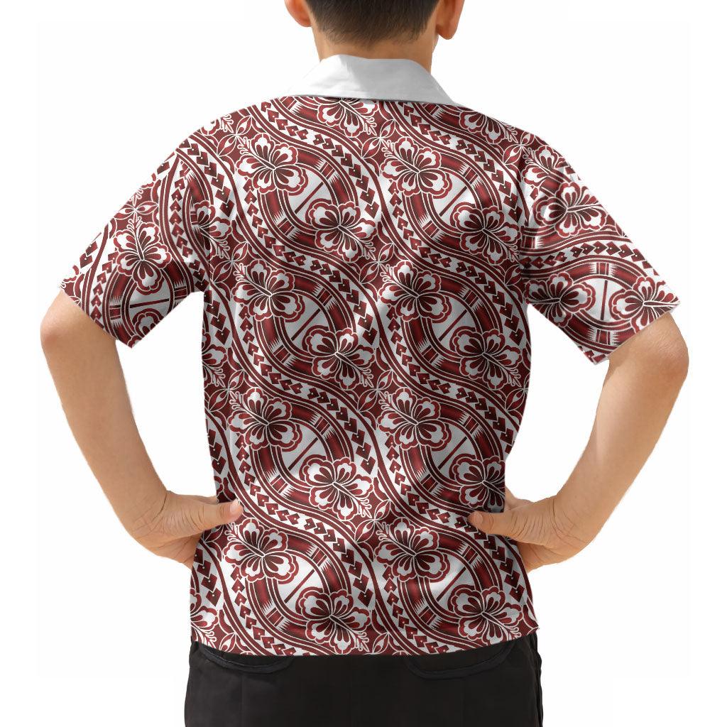 Hibiscus Bloom Island Tribal Waves Hawaiian Shirt Red Polynesian Pattern LT01 - Polynesian Pride