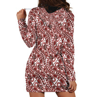 Hibiscus Bloom Island Tribal Waves Hoodie Dress Red Polynesian Pattern LT01 - Polynesian Pride