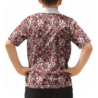 Hibiscus Bloom Island Tribal Waves Kid Hawaiian Shirt Red Polynesian Pattern LT01 - Polynesian Pride