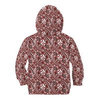 Hibiscus Bloom Island Tribal Waves Kid Hoodie Red Polynesian Pattern LT01 - Polynesian Pride