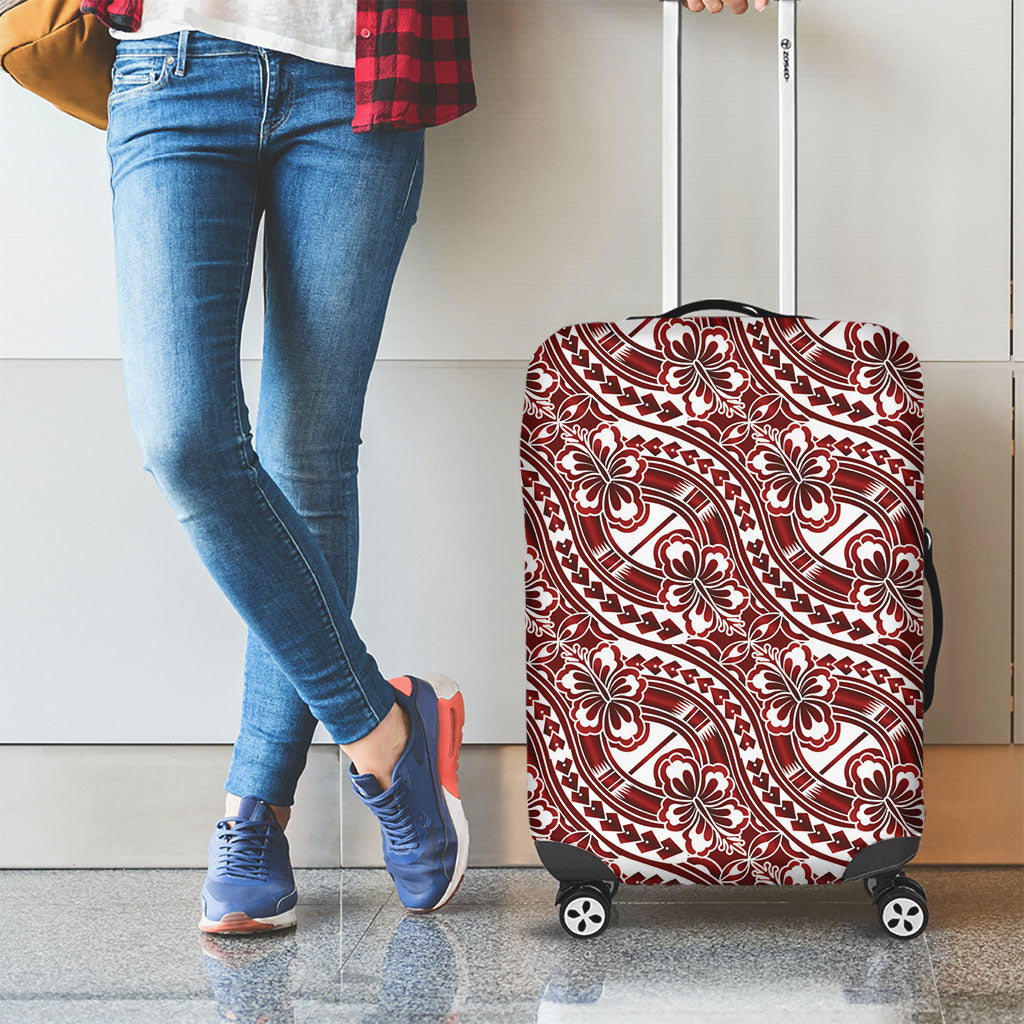 Hibiscus Bloom Island Tribal Waves Luggage Cover Red Polynesian Pattern LT01 - Polynesian Pride