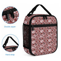 Hibiscus Bloom Island Tribal Waves Lunch Bag Red Polynesian Pattern LT01 - Polynesian Pride