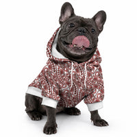 Hibiscus Bloom Island Tribal Waves Pet Hoodie Red Polynesian Pattern