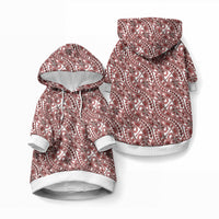 Hibiscus Bloom Island Tribal Waves Pet Hoodie Red Polynesian Pattern