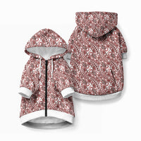 Hibiscus Bloom Island Tribal Waves Pet Hoodie Red Polynesian Pattern