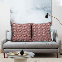 Hibiscus Bloom Island Tribal Waves Pillow Cover Red Polynesian Pattern