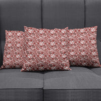Hibiscus Bloom Island Tribal Waves Pillow Cover Red Polynesian Pattern
