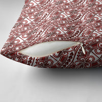 Hibiscus Bloom Island Tribal Waves Pillow Cover Red Polynesian Pattern