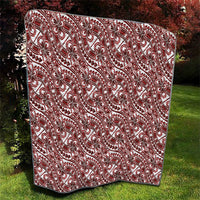 Hibiscus Bloom Island Tribal Waves Quilt Red Polynesian Pattern