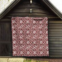 Hibiscus Bloom Island Tribal Waves Quilt Red Polynesian Pattern