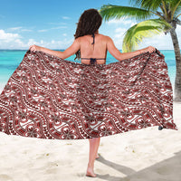 Hibiscus Bloom Island Tribal Waves Sarong Red Polynesian Pattern
