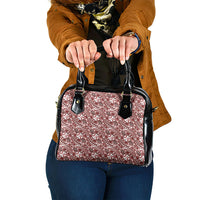 Hibiscus Bloom Island Tribal Waves Shoulder Handbag Red Polynesian Pattern