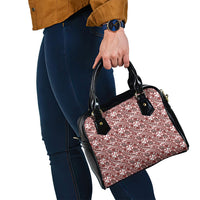 Hibiscus Bloom Island Tribal Waves Shoulder Handbag Red Polynesian Pattern