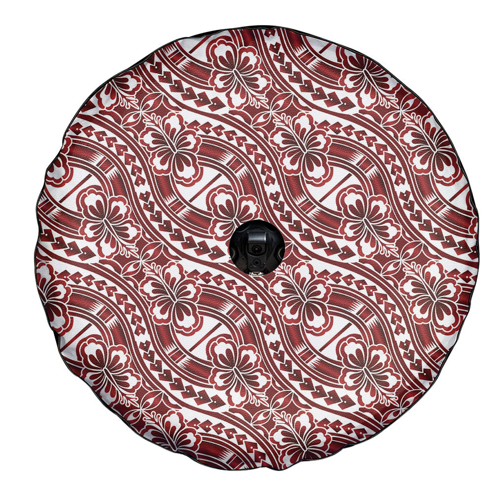 Hibiscus Bloom Island Tribal Waves Spare Tire Cover Red Polynesian Pattern LT01 - Polynesian Pride