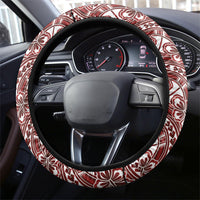 Hibiscus Bloom Island Tribal Waves Steering Wheel Cover Red Polynesian Pattern LT01 - Polynesian Pride