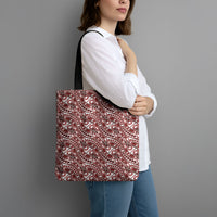 Hibiscus Bloom Island Tribal Waves Tote Bag Red Polynesian Pattern