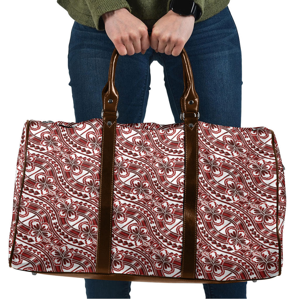 Hibiscus Bloom Island Tribal Waves Travel Bag Red Polynesian Pattern LT01 Red - Polynesian Pride