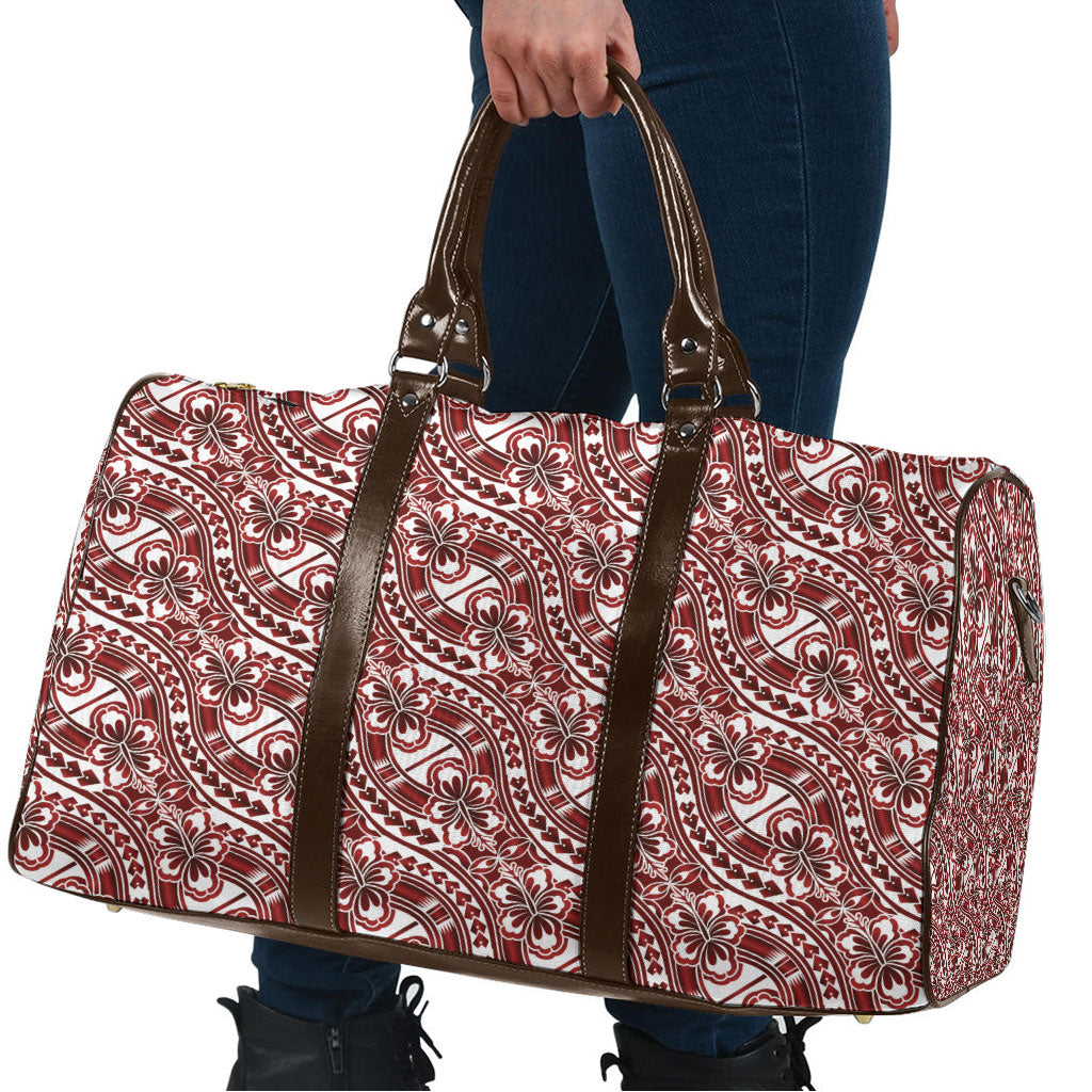 Hibiscus Bloom Island Tribal Waves Travel Bag Red Polynesian Pattern LT01 - Polynesian Pride